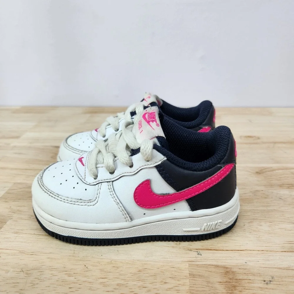 Nike Force 1 Toddler Shoes Size 6C White Obseidian Pink (CZ1691-109)